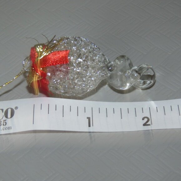 Vtg Clear Spun Glass Crystal Oval Pinecone Shape Hanging XMAS Ornament - Picture 9 of 10